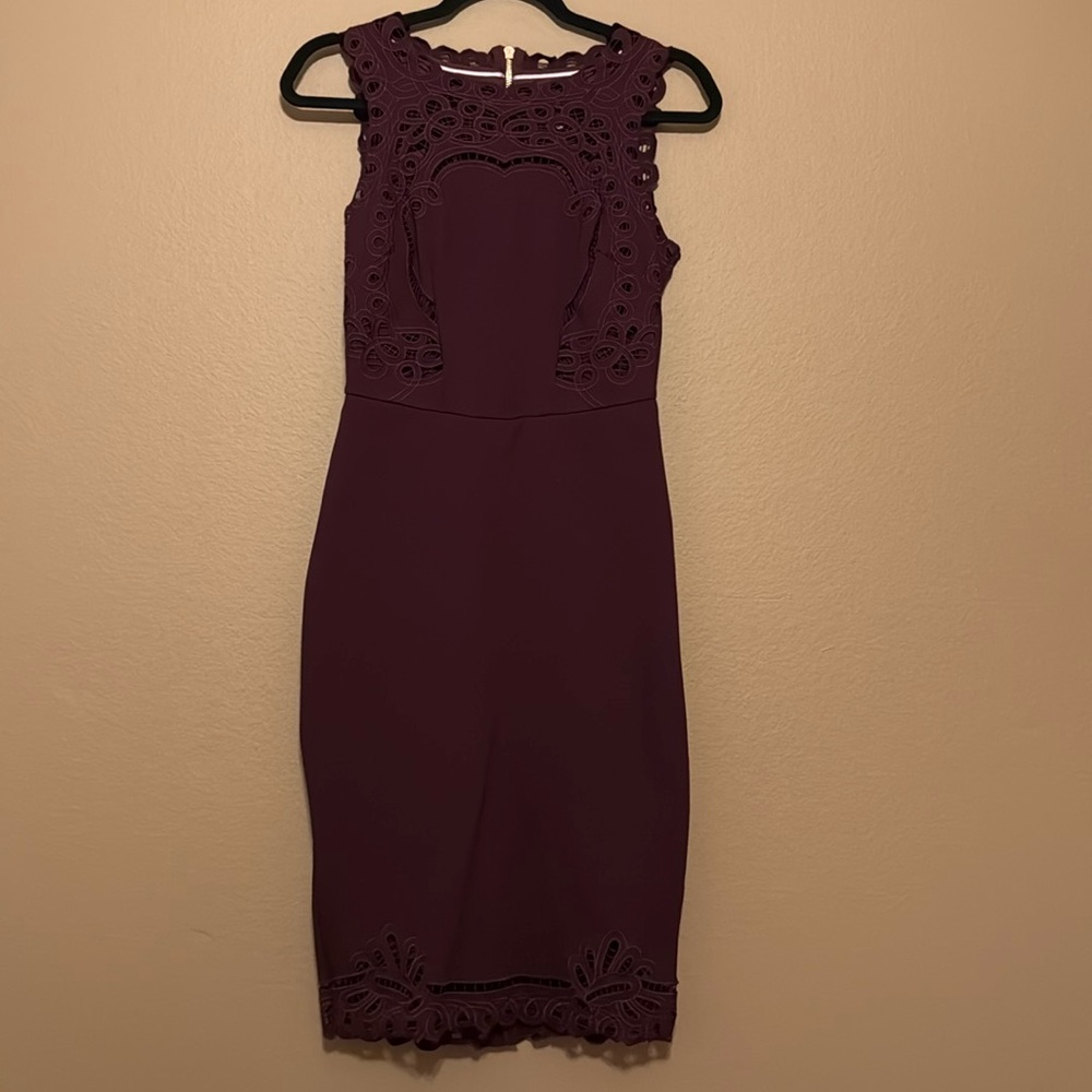Ted Baker Burgundy Lace Pencil Dress - Size 1 (US 4) - NWOT
